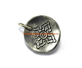 Ethnic Nepal Tibetan Double Vajra Pendant with Filigree Details, Colored Bead Inlays - Jewelry Supplies Pendant - TibetanBeadStore - WM7276