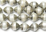 2 BEADS - Tibetan Pearl Beads with Tibetan Silver Caps - Nepalese Tibetan Beads - B1410-2