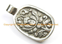 OOAK Tibetan Ethnic Tribal Carved Bone Buddha Pendant with Repousse Lotus Details - Hand Carved Bone Pendant by TibetanBeadStore - WM6411