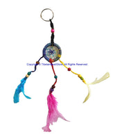 Handmade Dreamcatcher Beaded Charm Keyring Keychain with Colorful Feathers - HC167A7