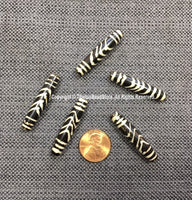 Ethnic Tibetan Black & White Colored Buffalo Bone Beads - Handmade Beads - Tube Shaped Beads - Tribal Bone Beads - B3209-5
