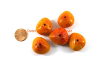 5 BEADS - Tibetan Amber Color Copal Resin Nugget Beads - Ethnic Tribal Amber Resin Beads - B3310-5