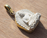 White Amitabha Buddha Tibetan Pendant - Amitayus - 19mm x 36mm - Ethnic Nepal Tibetan Artisan Handmade Meditation Yoga Jewelry - WM3668