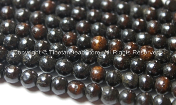 50 BEADS Tibetan Dark Black Brown Bone Beads - 6mm - Tibetan Mala Beads - Mala Making Supplies - LPB77-50