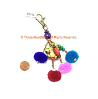 Keychain Bag Pom Pom Tassels Handmade Multi-colored Pom Pom Tassels with Spring Clip - Boho Tassels Bag Accessories Quality Tassels - BK25J