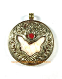 Large Encased Naga Conch Shell Tibetan Pendant Repousse Endless Knot- Ethnic Tribal Nepal Himalayan One of a Kind Handmade Jewelry- WM7403B
