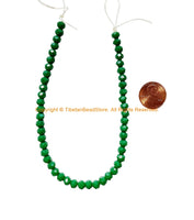 Faceted Rondelle Emerald Green Jade Gemstone Beads 4mm x 6mm Size Beads - Gemstone Beads Strand - Spacer Beads Gemstone Beads - GS34