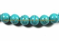 2 BEADS 10mm Size Blue Howlite Turquoise Beads - Round Shape Howlite Turquoise Beads- Beads, Pendants - B2940-2