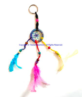Handmade Dreamcatcher Beaded Charm Keyring Keychain with Colorful Feathers - HC167A7