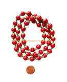 4 BEADS - Tibetan Red Coral Resin Beads with Brass Caps - Nepal Tibetan Beads Pendants Jewelry - TibetanBeadStore - B3523-4