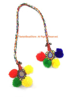 Beautiful Ethnic Tribal Handmade Multi-colored Pom Pom Tassels - Long Camel Tassels - Cotton Boho Tassels Accessories Quality Tassels - T200