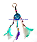 Handmade Dreamcatcher Beaded Charm Keyring Keychain with Colorful Feathers - HC167A3