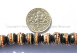 108 beads - Tibetan Prayer Beads - Handmade Dark Bone Mala Prayer Beads with Copper Inlays - Tibetan Mala Making Supply - PB102 - TibetanBeadStore