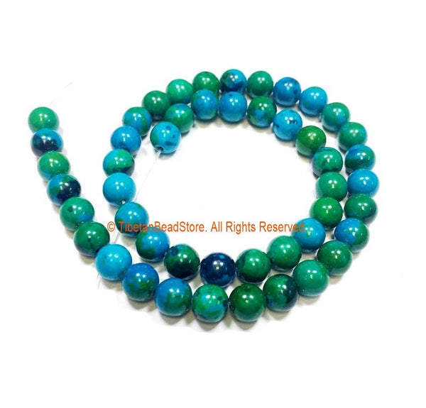 8mm Chrysocolla Round Beads - 1 STRAND Round Chrysocolla Beads - Gemstone Beads - Jewelry Making Bead Supplies - GM89