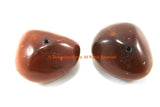 2 BEADS LARGE Tibetan Dark Amber Copal Resin Beads - Ethnic Tibetan Copal Amber Resin Beads - TibetanBeadStore - B3332
