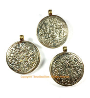Large Encased Naga Conch Shell Tibetan Pendant Repousse Endless Knot- Ethnic Tribal Nepal Himalayan One of a Kind Handmade Jewelry- WM7403C1