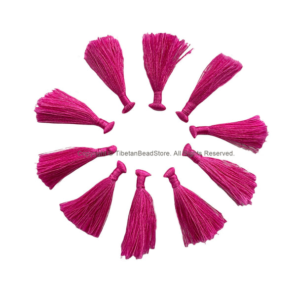 10 TASSELS Crimson Pink Tassels - Handmade Boho Tassels Bag Tassels Mala Tassels - Craft Tassels - T230-10