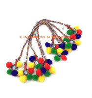 Beautiful Ethnic Tribal Handmade Multi-colored Pom Pom Tassels - Long Camel Tassels - Cotton Boho Tassels Accessories Quality Tassels - T200