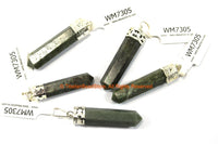 Moss Agate Pendant with Silver Plated Bail - Pencil Point Pendant - Small Pencil Point Agate Pendant - Tibetan Point Pendant - WM7305