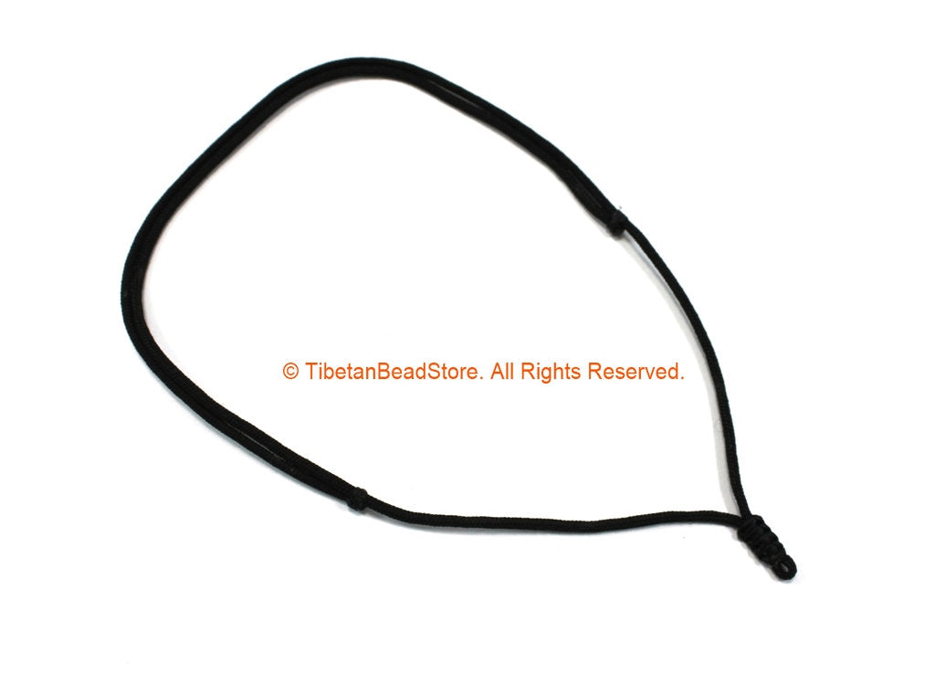Black Handwoven Cord Adjustable Necklace 2mm Cord Necklace - Unisex Bo –  TibetanBeadStore