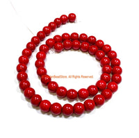 8mm Red Color Round Beads - 1 STRAND Red Coral Color Beads - 15 Inches - Approx 55 Beads Per Strand - Jewelry Making Supplies - GM99