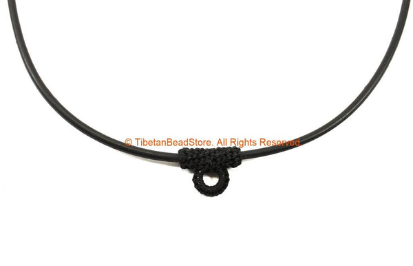 Black Handwoven Cord with Pendant Loop on 2mm Black Rubber Cord 18 Ne –  TibetanBeadStore