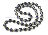 4 BEADS - Tibetan Lapis Beads with Tibetan Silver Caps - Ethnic Nepal Tibetan Beads - B1005S-4