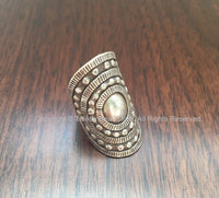 Sterling Silver Beautiful Handmade Ethnic Tribal Ring - Shield Ring - Large Silver Ring Unisex Adjustable Size Tribal Silver Ring - R261-7