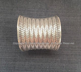 Sterling Silver Ethnic Tribal Large Woven Cuff Bracelet - Handmade Real Silver Cuff - Boho Unique Silver Jewelry - Tribal Silver Cuff - C251