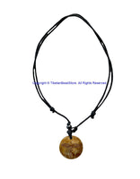 Auspicious Buddha Wisdom Eyes Design Handmade Tibetan Bone Pendant Necklace on Adjustable Cord - Boho Yoga Jewelry - HC166VA