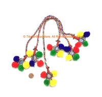 Beautiful Ethnic Tribal Handmade Multi-colored Pom Pom Tassels - Long Camel Tassels - Cotton Boho Tassels Accessories Quality Tassels - T200
