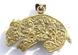 Large Tibetan Brass Animal Pendant with Lapis Lazuli Gemstone Inlay - Brass Repousse Animal - Tibetan Jewelry - Tibetan Pendant - WM5399