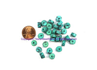 30 BEADS Blue Bone Beads- Handmade Beads Ethnic Blue Bone Beads Tibetan Bead Store - B3216-30