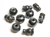 5 SETS - Tibetan Dark Black Bone Guru Bead Sets - 11-13mm - Black Bone 3 Hole Guru Beads & Caps - Prayer Beads Mala Supplies- GB45-5
