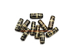 10 BEADS Ethnic Tribal Beads - Hand Carved Black Brown White Dyed Beads - B3208-10