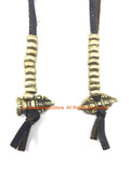 High Quality Tibetan Antiqued Brass Bell & Vajra Mala on Leather Cords - Buddhist Prayer Beads Mala Counters - Tibetan Counters - T88BL