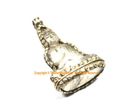 92.5 Sterling Silver Encased Carved Crystal Quartz Buddha Pendant - One of a Kind Handmade Pendant - Crystal Buddha Pendant - SS8022