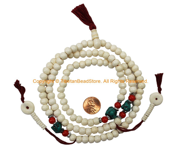 108 beads 8mm Size Tibetan Cream White Mala Prayer Beads with