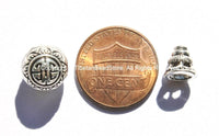 10 Set - Light Weight Tibetan Silver 3 Hole Guru Bead Sets - Guru Beads - Mala Making Supplies - GB42-10 - TibetanBeadStore