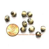 10 BEADS Small Ethnic Tibetan Naga Conch Shell Beads with Tibetan Silver Caps - Tribal Beads - Handmade Beads - TibetanBeadStore - B3451-10