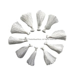 10 TASSELS White String Tassels - Handmade Boho Tassels Bag Tassels Mala Tassels - Craft Tassels - T236-10