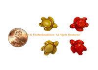 4 BEADS - Mix Colors Howlite Carved Turtle Charm Beads - Swimming Turtle Beads - Charms, Beads, Findings - Small Turtle Beads - B2742MB-4