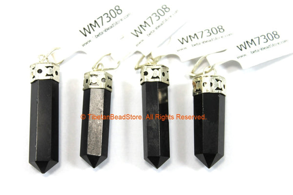 Black Quartz Pendant with Silver Plated Bail - Pencil Point Pendant - Small Pencil Point Pendant - Tibetan Quartz Point Pendant - WM7308