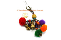 Pom Pom Tassels Ethnic Tribal Handmade Multi-colored Pom Pom Tassels with Spring Clip - Boho Tassels Bag Accessories Quality Tassels - BK25M