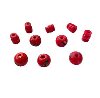 5 SETS - Tibetan Inlaid Red Guru Bead Sets - Inlay Guru Beads & Caps - Mala Making Supply 3 Hole Guru Beads - GB101-5