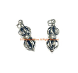 2 PENDANTS - Tibetan Silver Vajra Dorje Thunderbolt Charm Pendants - Tibetan Charms - Nepal Tibetan Buddhist Yoga Jewelry - WM7722-2