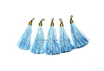5 TASSELS Light Blue Tassels with Gold Toned Brass Cap - Quality Boho Tassels Bag Tassels Earring Tassels - Craft Tassels - T207-5