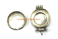 Tibetan "KALACHAKRA" Prayer Box Ghau Amulet Pendant with Turquoise & Coral Inlays - Ethnic Ghau Pendant - Om Aum Ohm - WM7273
