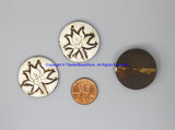 Ethnic Tibetan Lotus Flower Design Bone Charm Pendant - Handmade Tribal Floral Bone Pendant - WM7929-1