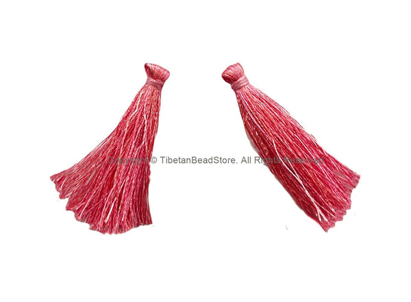 2 TASSELS Salmon Pink Tassels - Handmade Boho Tassels Bag Tassels Mala Tassels - Craft Tassels - T232-2